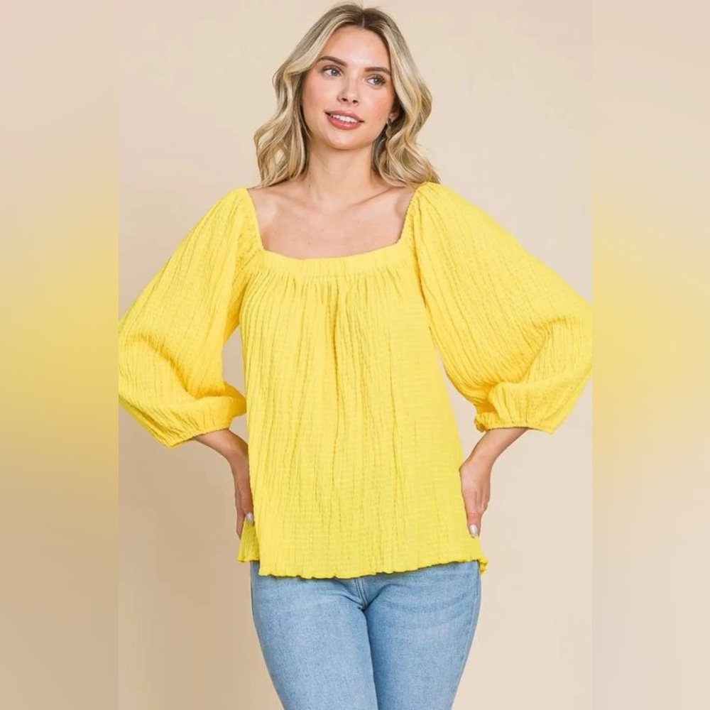 Square Neck Puff Sleeve Top
